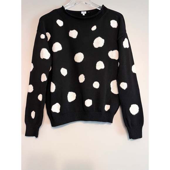 Bela NYC Black White Polka Dot Merino Wool Blend Sweater Size Small - Picture 1 of 15